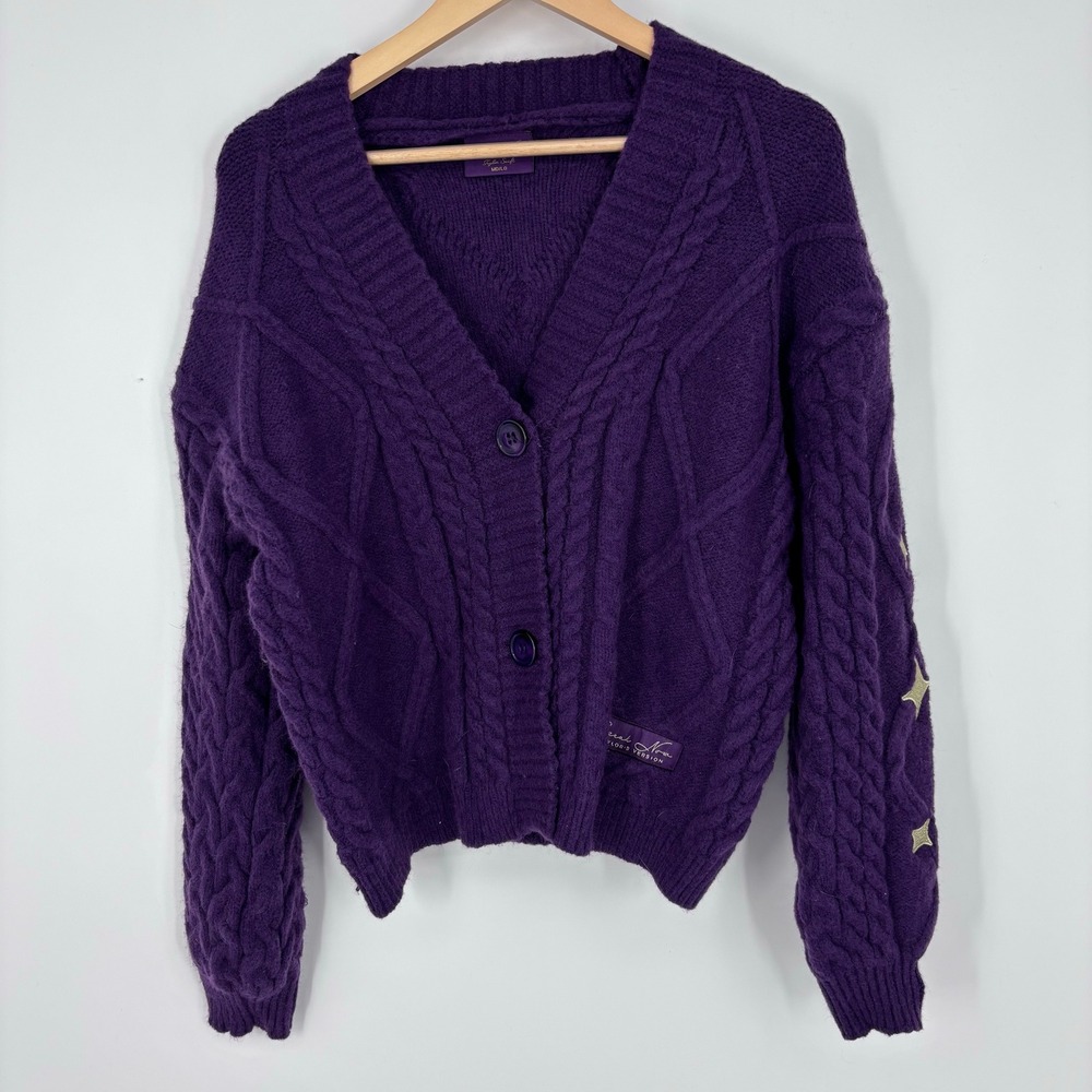 Speak Now Taylor Swift Taylor's Version Cardigan Womens MD/LG Purple Cable Knit